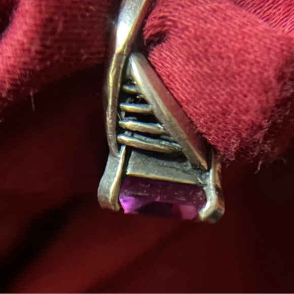 Vintage Hand Made Pink Sapphire Sterling Silver Ring Asymmetrical Size 5.75 - Picture 4 of 6